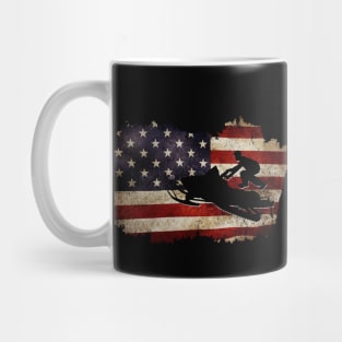 Snowmobile USA Flag Snow Sled Patriotic Snowmobiling Mug